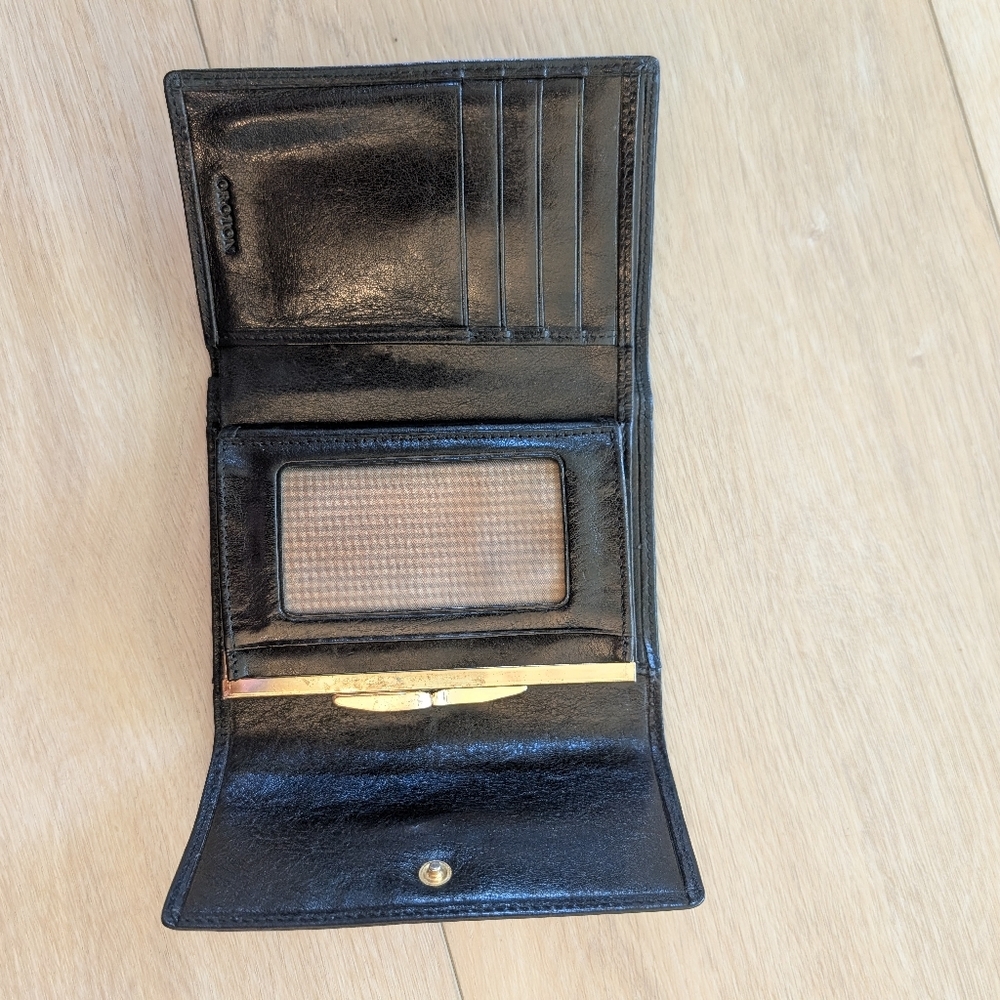 Oroton Black Leather Tri Fold Wallet - Picture 3 of 6